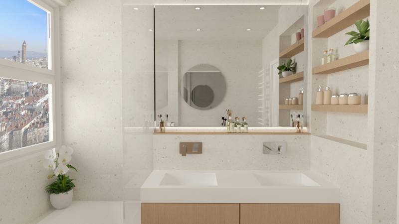 Rénovation d’une salle de bain style minérale dans un appartement à Lyon