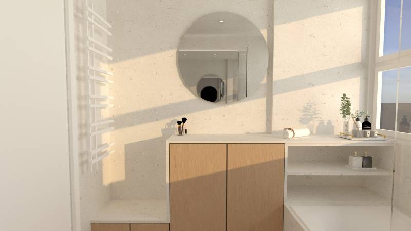 Rénovation d’une salle de bain style minérale dans un appartement à Lyon