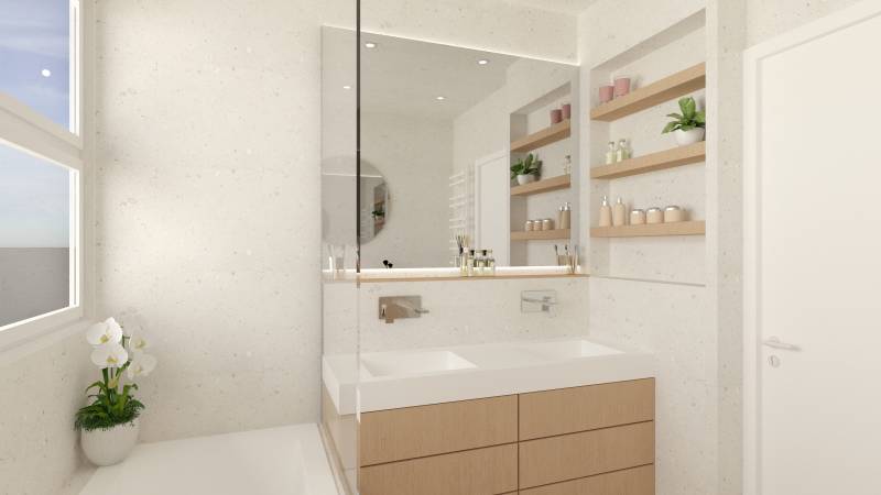 Rénovation d’une salle de bain style minérale dans un appartement à Lyon